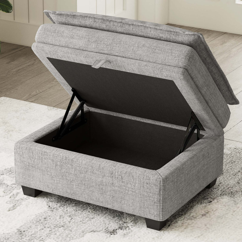 Luna Chenille Storage Ottoman, Gray