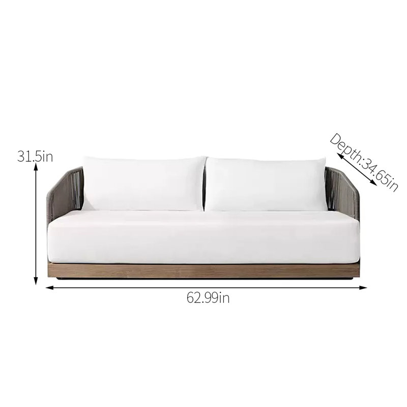 62.99'' Wide Rectangle Wicker Loveseat with Cushions