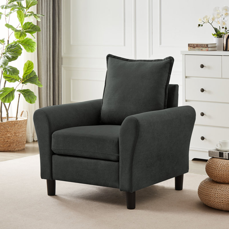 Danaysha 34.65" W Comfy Accent Armchair, Black
