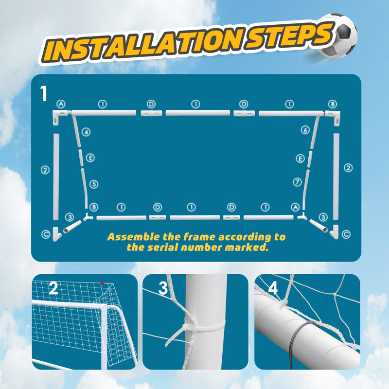 Fortner Football Goals for Kids, Easy to Set up and Store, 120cm H x 182cm W x 80cm D