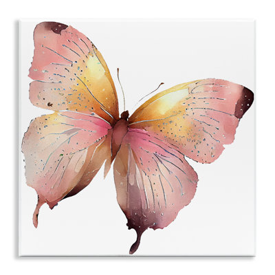 Art mural chic sur un papillon rose par Birch & Ink