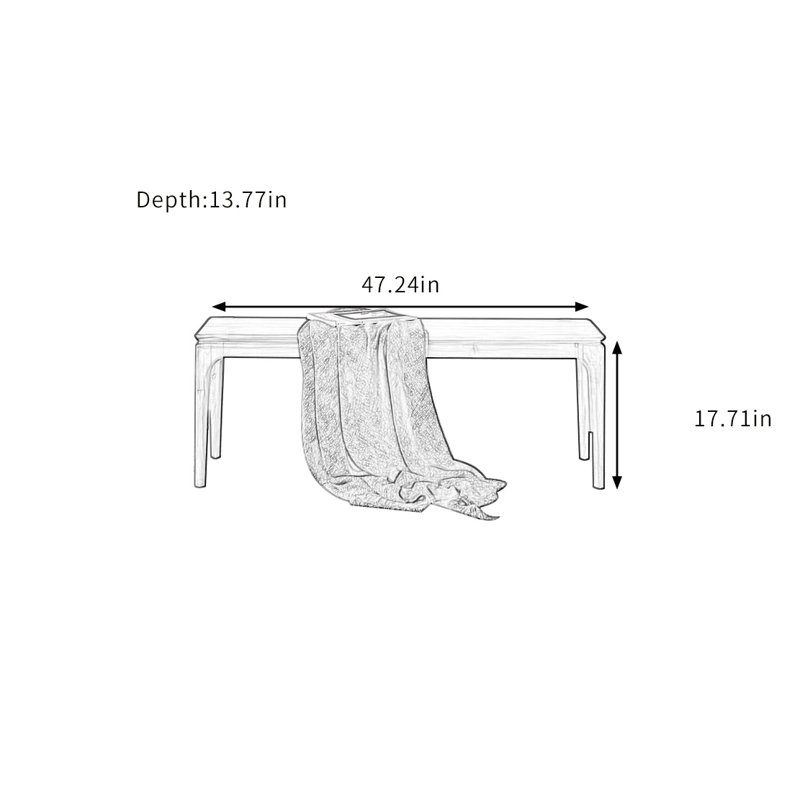 Mischelle Solid Wood Bench, 17.71" H x 47.24" W x 13.77" D