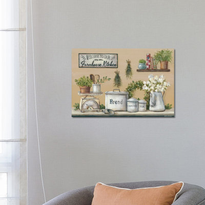 Garden Farmhouse Kitchen by Pam Britton - Wrapped Canvas Painting