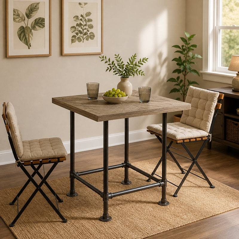 Table bistro 35,4 po, comptoir à café avec plateau en bois et plateau en bois