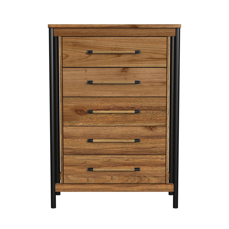 Commode 5 tiroirs Mack, hickory