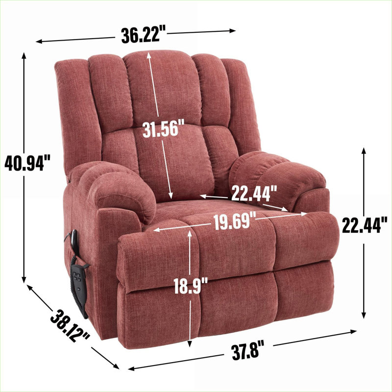 Fauteuil inclinable à deux moteurs en tissu rouge pour la détente et le soutien à la mobilité