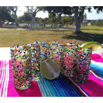 Grimaud Hand Blown Mexican 2 oz. Confetti Rock Shot Glasses