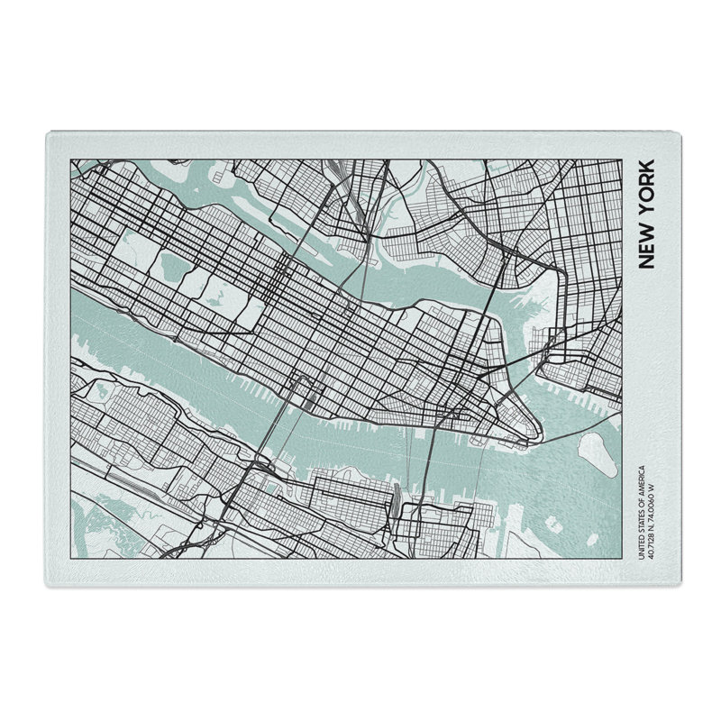 Map New York USA Chopping Board, 28.5cm W x 39cm L