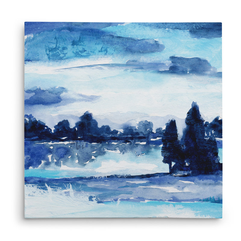 Indigo Land II - impression sur toile tendue, H 16 po x l 16 po x P 1,5 po, Toile tendue