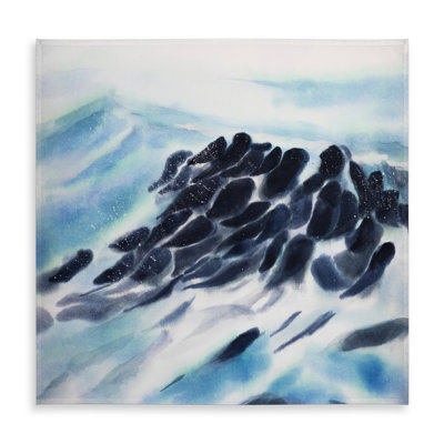 Marine Coastal Blue Tablecloth - Sea Waves Paint Splash Decor