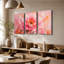 3 panneaux muraux texturés, impression sur toile à motif floral pivoine rose-2096185276