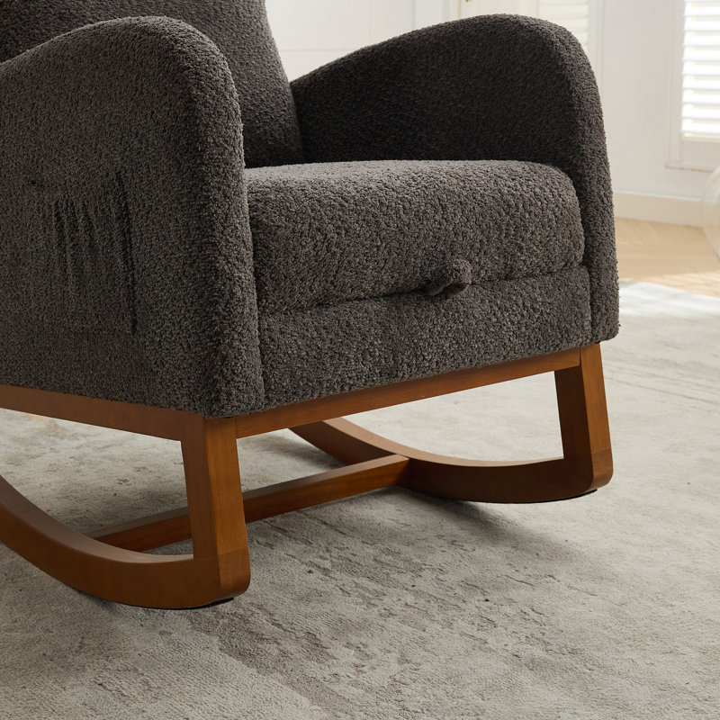 Chaise berçante inclinable avec pieds en bois massif, Gris anthracite
