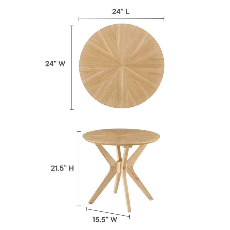 Oak Round Mid-Century Modern Wood Side Table