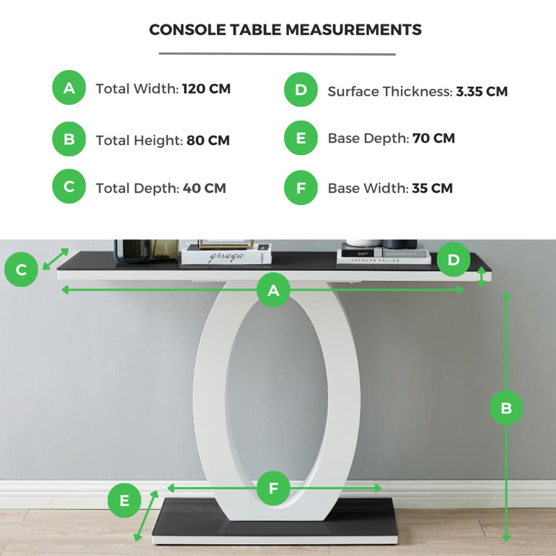 Reculver High Gloss and Glass Topped Console Table - Halo Design Hallway Table, Grey