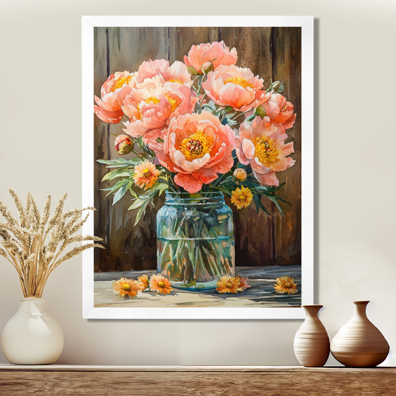 Wycoco - art mural floral, H 32 po x l 16 po, Reproduction encadrée d'une seule photo, Blanc