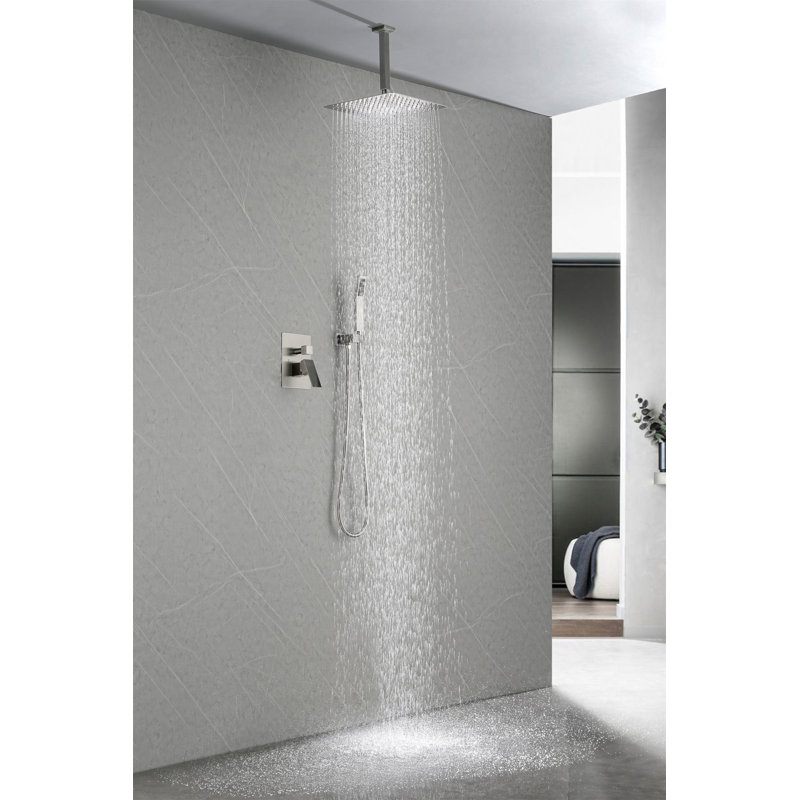 Rain Shower Head High Pressure Rainfall Showerhead Water Saving, Brushed Nickel