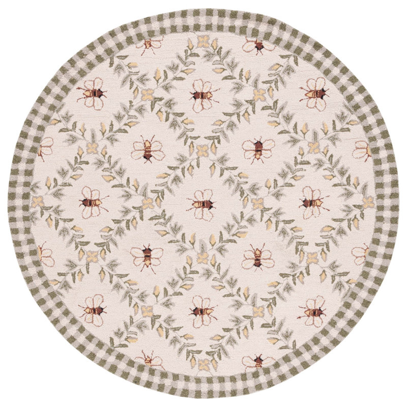 Elara Floral Handmade Wool Area Rug, Round 5'6"