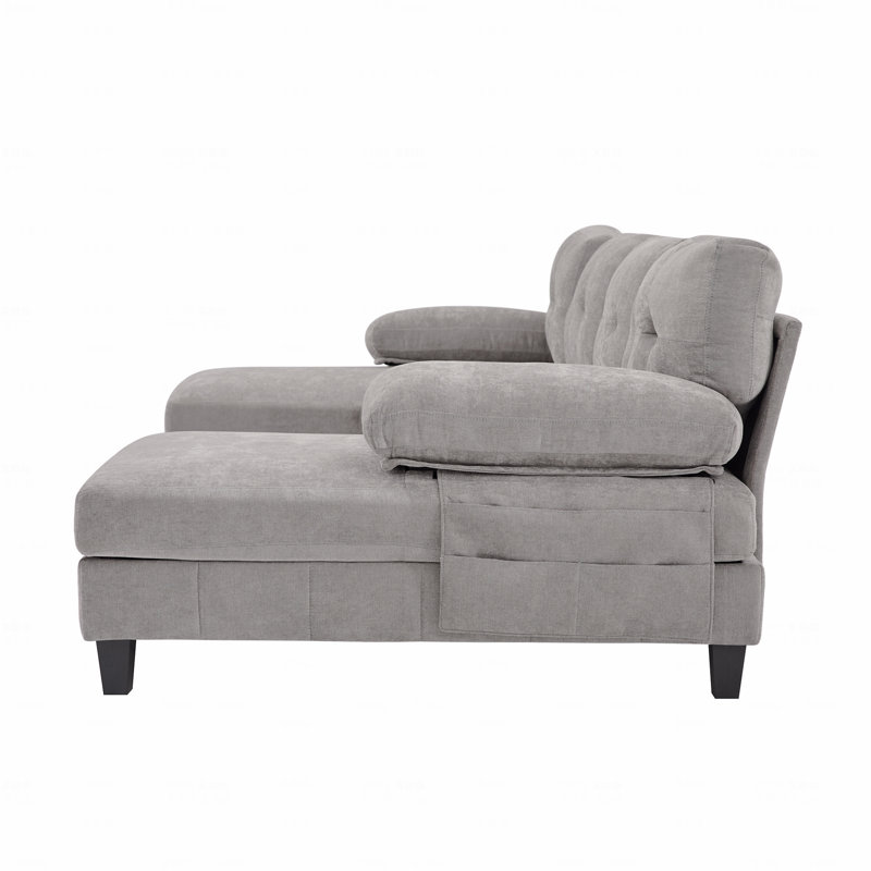 Basic Sectional Sofa, U-Shaped  Sofa 103.5" Chenille Fabric Couch With Dual Chaise Lounges, Storage Pockets And Armrest Throw Pillows