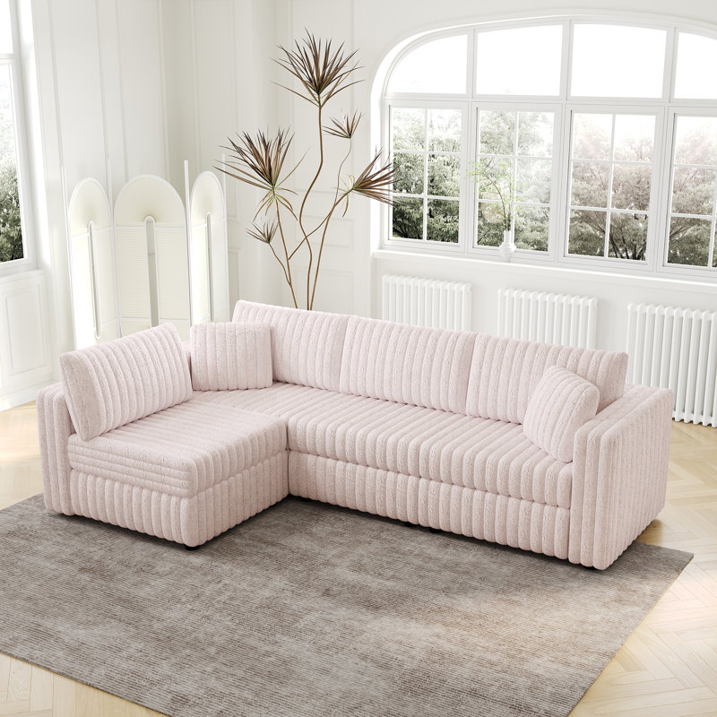Canapé modulaire 3 personnes Soft - Design très confortable et distinctif, Rose clair
