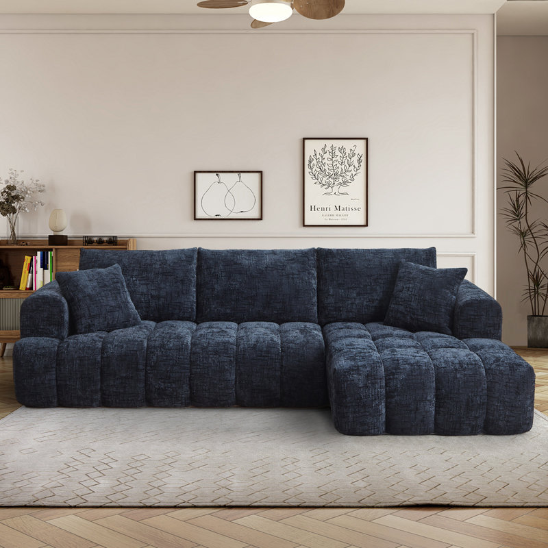 Canapé modulaire 108 po Chenille, Chenille bleu foncé, Face à la droite