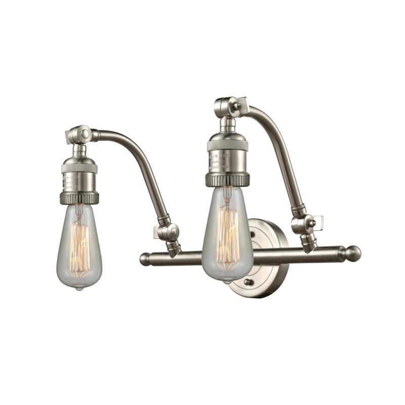 Shept Mallet 2 - Light Dimmable Vanity Light, Brushed Satin Nickel, 6 Watt Vinage LED Bulb
