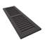 Black louvered shutters with a two-section panel design