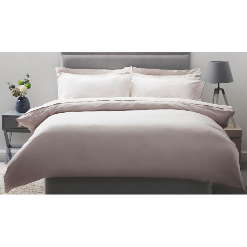 Plain Dye 200 TC Egyptian-Quality Cotton Cotton Solid Colour Duvet Cover, Powder Pink, Double Duvet Cover
