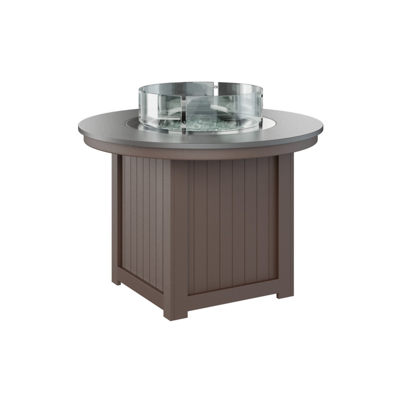 Foyer de table rond Berlin Donoma, H 37 po x l 44 po x P 44 po, Hammered Top Stainless with Chocolate Brown Base