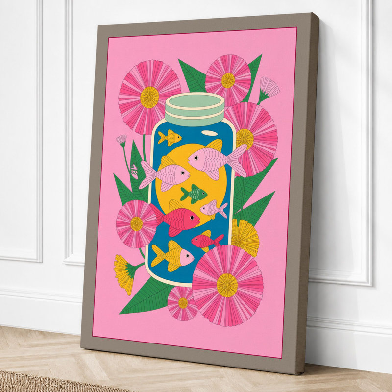 Cheerful Garden Friend Modern - Print, 24x16 - 61.0 x 40.6 cm, Taupe Border