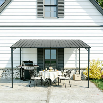 Pergolas en métal 12 po x 8 po pour abri mural avec toit incliné pour les barbecues et les réunions de famille