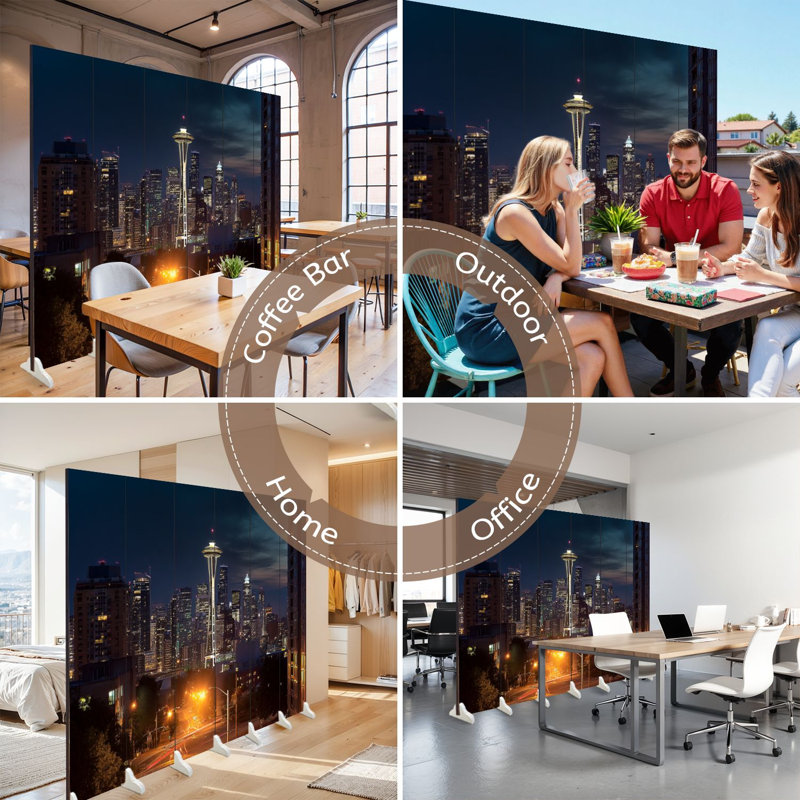 Cloison pliante 6 panneaux séparateur mural Royal Seattle Skyline, Couleur 6