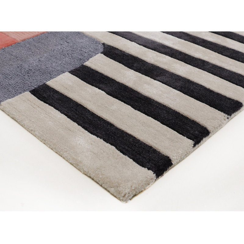 Off Balance Area Rug in Orange/Black/Gray/Blue, Rectangle 5' x 8'