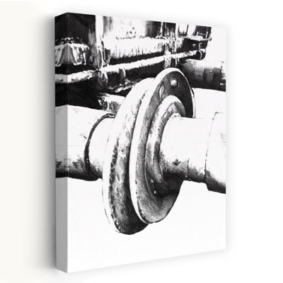 Vintage Industrial Wheel Classic Industrial Rustic Wall Art Print