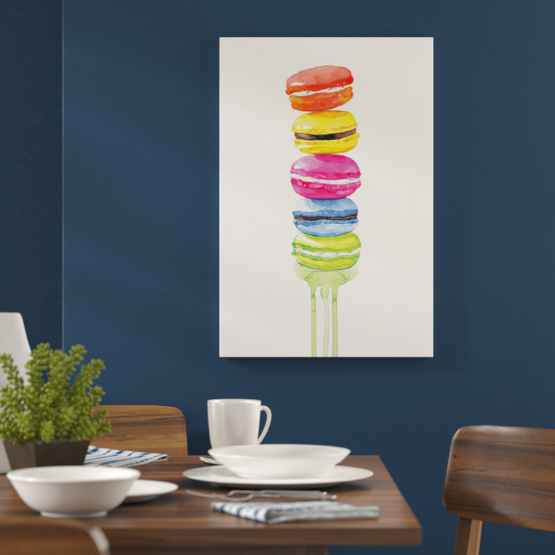 « maccroons »-impression sur toile, H 40 po x l 26 po x P 1,5 po, Toile avec cadre argenté