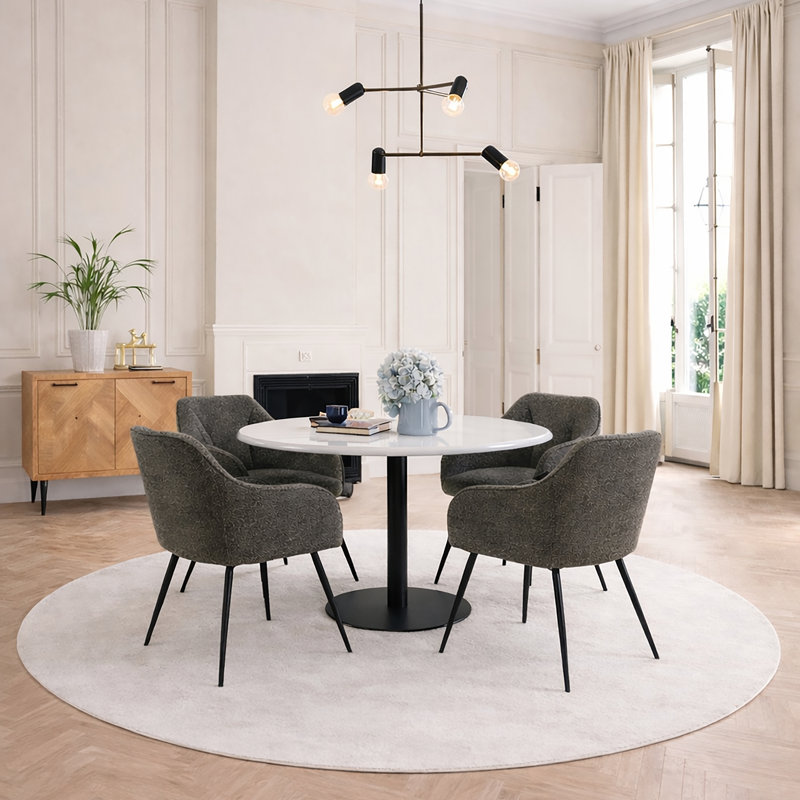 Jumaane 4 - Person Dining Set, Beige, Black