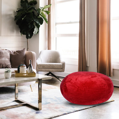 Fauteuil en velours rouge, 3 pi Chaise pour les loisirs. Lavable, doux. Rempli de mousse déchiquetée. Coutures. Fauteuil à billes Made - confortable pour tous les âges. Tissu extensible. Conception.
