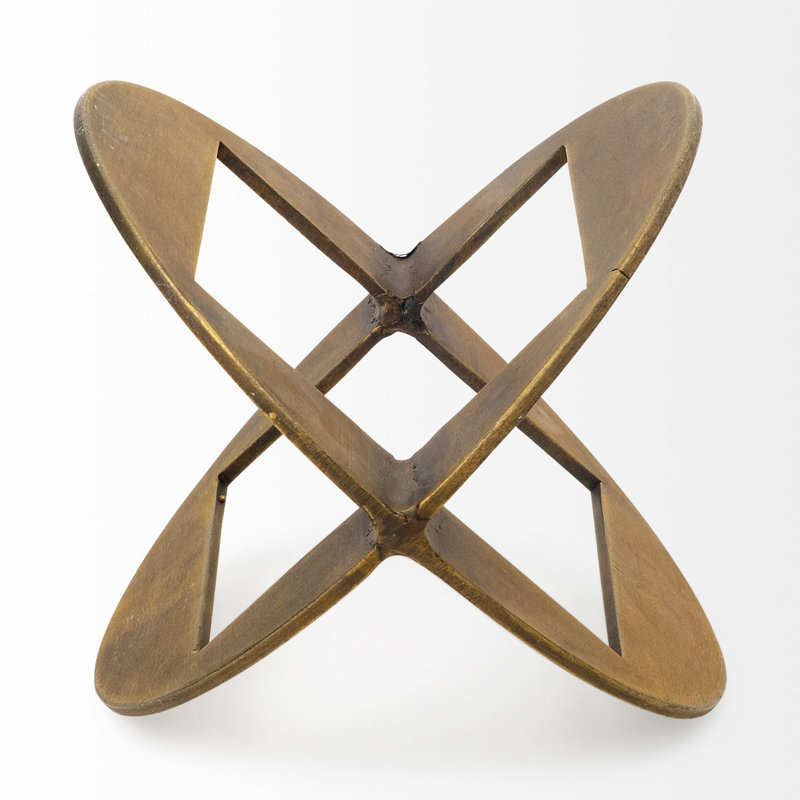 Melun Metal Geometric Orb Tabletop Sculpture, 6" H x 5" W x 5" D, Gold