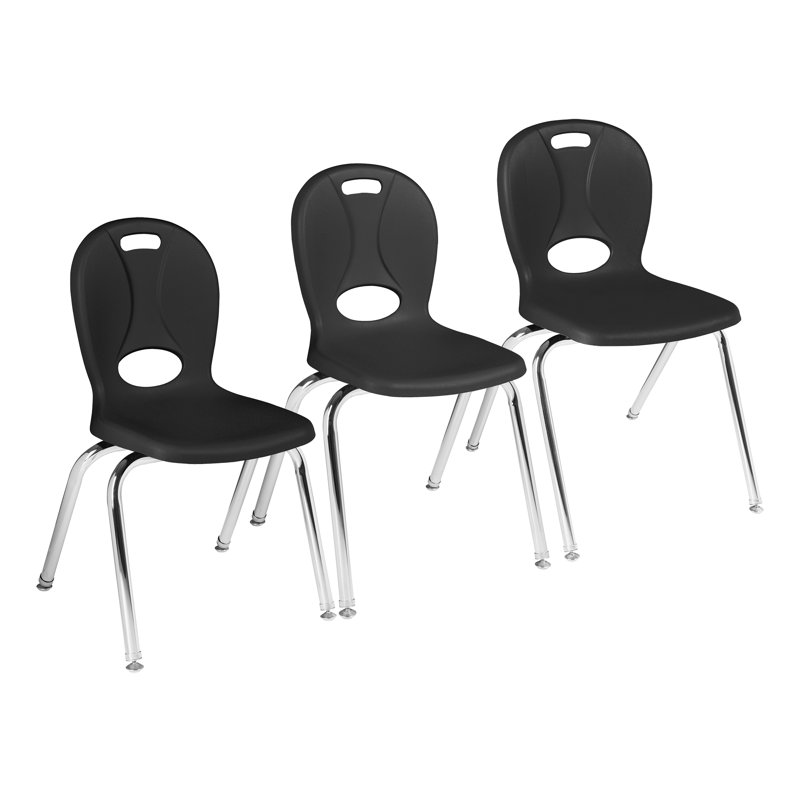 Chaises de classe empilables en plastique avec sièges profilés Structure Series, Noir, 16 po