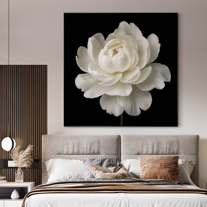 Très grande reproduction d'art sur toile - Art floral botanique, décoration pour salon ou chambre à coucher - «Assemblage requis du cadre (cadre non fini)»