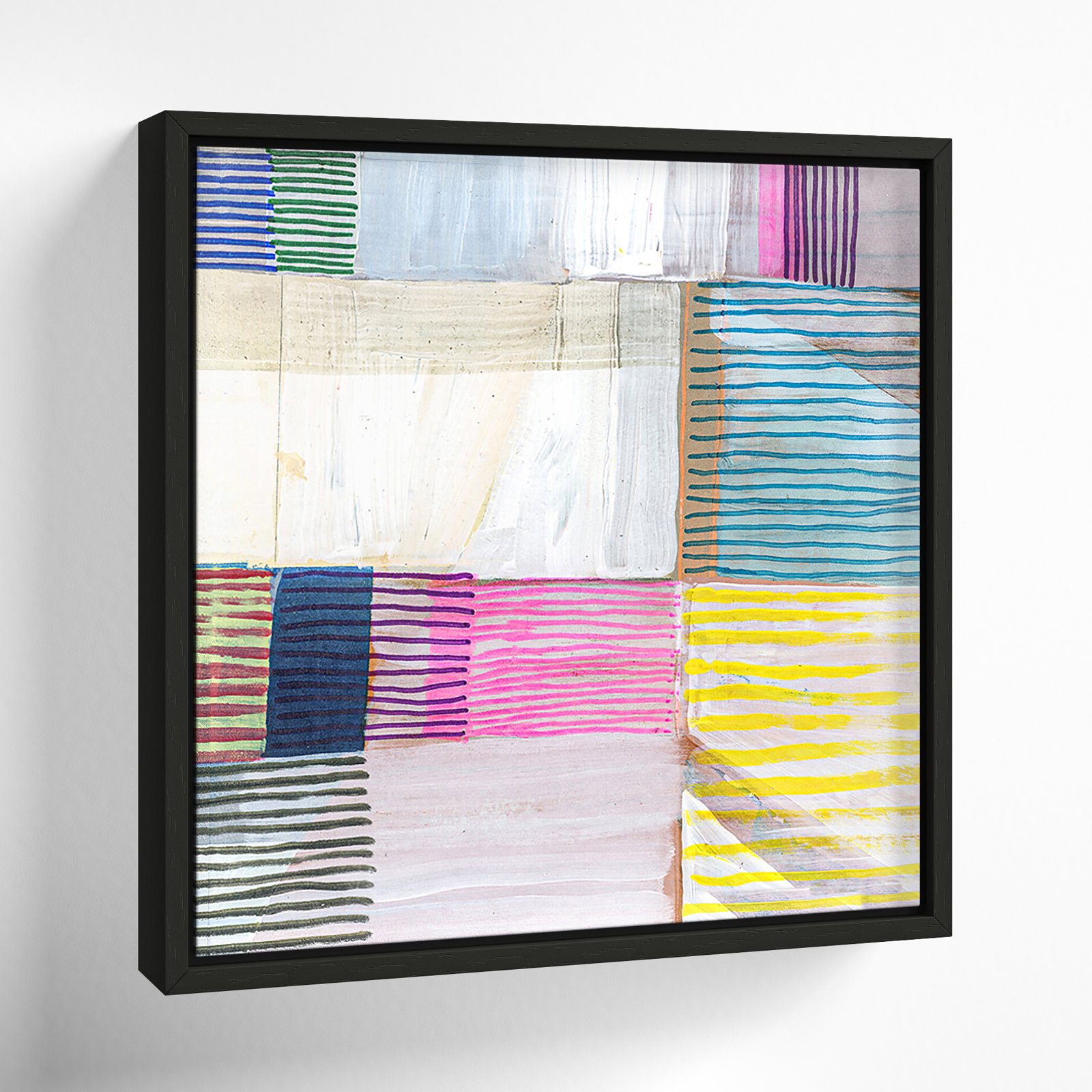 Clarendon "Bright Net II" Painting by Cartissi, 13.5" H x 13.5" W x 2" D, Espresso Framed