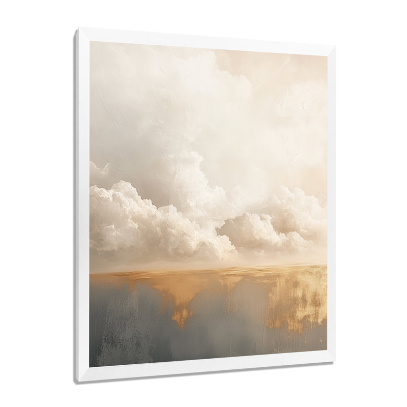 «Minimal Cloud Horizon II», art mural sur toile blanche, H 20 po x l 12 po, White Picture Framed