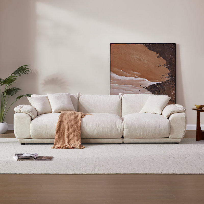 Canapé modulaire 102 po à 3 places modulaire en chenille avec siège amovible 102 po, Blanc