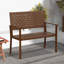  Patio Loveseat All Weather Bench With Solid Rubber Wood Frame&hand Woven Pu Leather