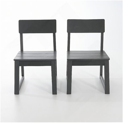 2-Pack Grey HDPE Outdoor & Garden Chairs, Modernist Design For Eco-Friendly And Durable Seating