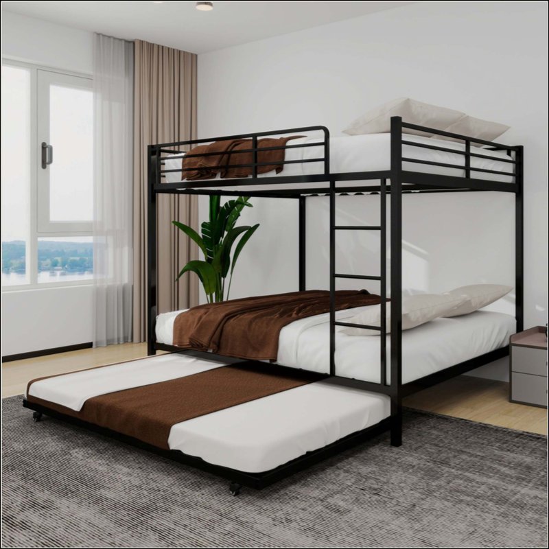 Lit superposé en fer carré durable avec des rails de sécurité, un look minimaliste moderne, idéal pour une chambre d'enfant, une chambre d'amis ou un espace commun, un assemblage facile et une performance durable