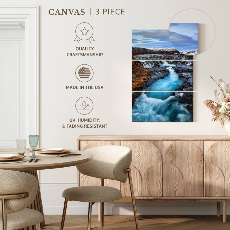 Alvord tourbillonnant en cascades en Islande, H 74 po x l 48 po