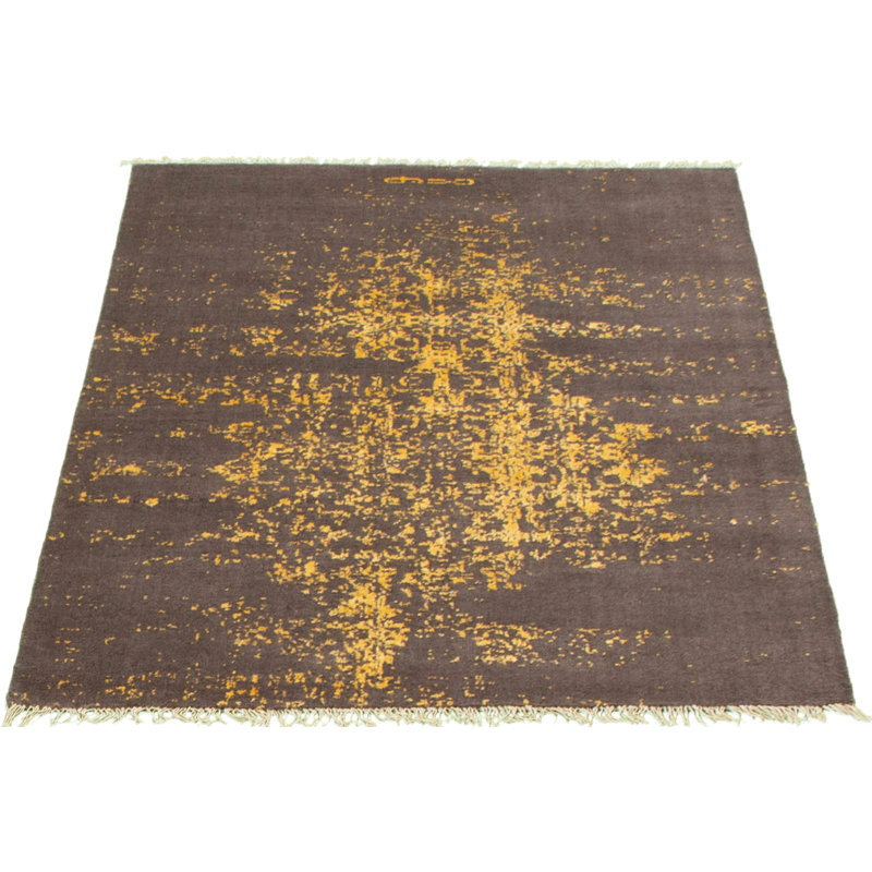 noué à la main gris en laine Tapis décoratif