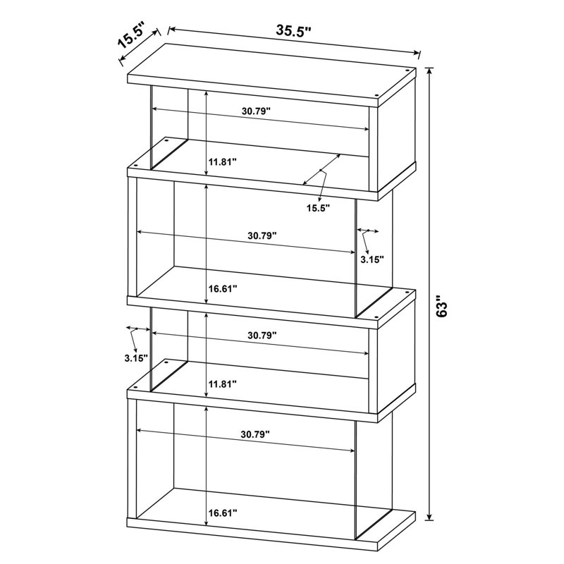 Athiya Geometric Bookcase, Gray Driftwood