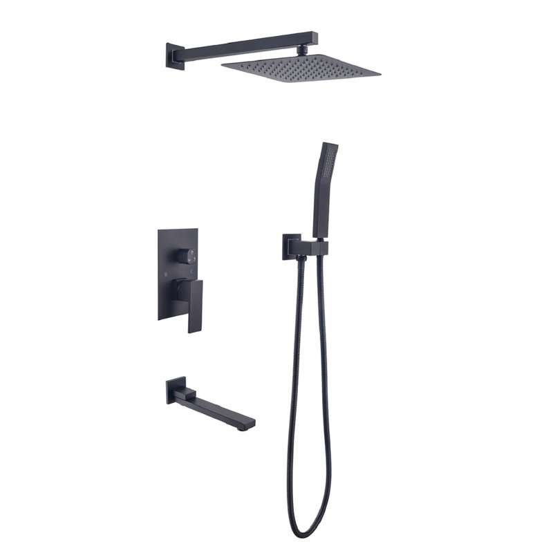 Robinet de baignoire et de douche avec valve brute, Noir