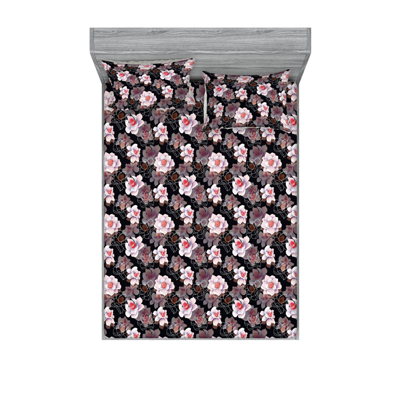 Drap-housse et taie décorative Ambesonne, Ensemble de draps pour lit double avec 2 taies d'o